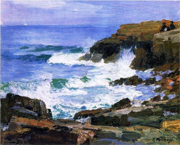 Looking out to Sea by Edward Potthast - Hand-Painted Oil Painting Reproduction