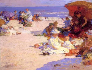 Picknickers on the Beach by Edward Potthast Oil Painting