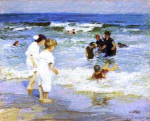 Playing in the Water Oil Painting by Edward Potthast - Bestsellers