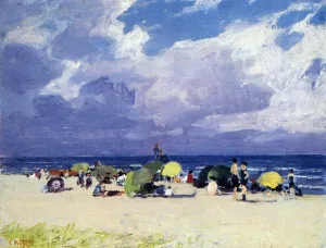 Purple Beach Scene by Edward Potthast - Oil Painting Reproduction