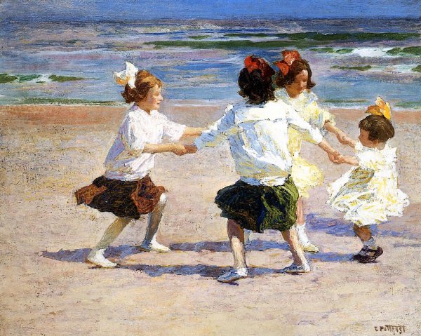 Ring Around the Rosy by Edward Potthast - Hand-Painted Oil Painting Reproduction