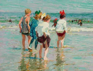 Summer Day, Brighton Beach by Edward Potthast Oil Painting