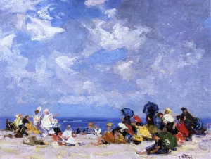 Sunday Afternoon at the Beach by Edward Potthast - Oil Painting Reproduction