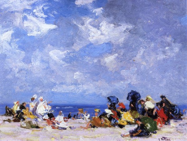 Main Product Photo of Sunday Afternoon at the Beach Painting by Edward Potthast