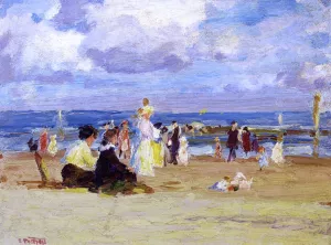 Sunday at the Beach by Edward Potthast - Oil Painting Reproduction