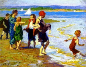The Bathing Beach by Edward Potthast Oil Painting