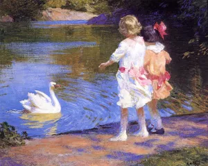 The Swan by Edward Potthast - Oil Painting Reproduction