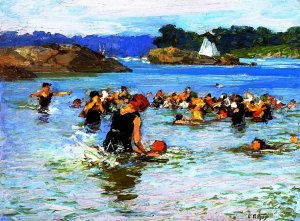 The Swimming Lesson by Edward Potthast Oil Painting