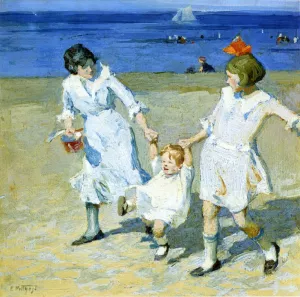 Two Females Swinging a Child by Edward Potthast Oil Painting