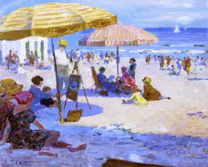 Umbrellas and the Sun by Edward Potthast Oil Painting
