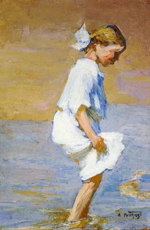Wading at the Shore by Edward Potthast - Oil Painting Reproduction