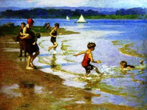 Young Bathers 2 by Edward Potthast Oil Painting
