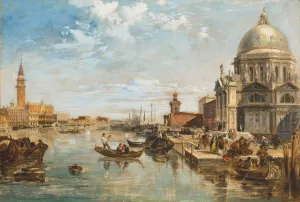 The Grand Canal, Venice, with the Doge's Palace, the Dogana, and Basilica di Santa Maria della Salute by Edward Pritchett Oil Painting