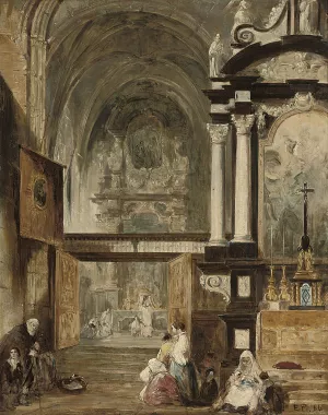 The interior of Santa Maria Gloriosa Del Frari, Venice by Edward Pritchett Oil Painting