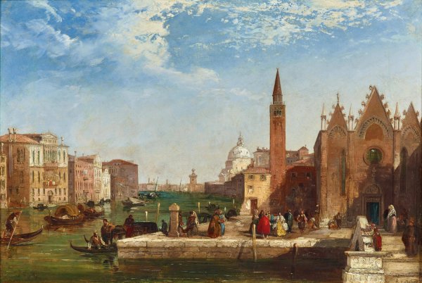 Venice, A View of the Grand Canal by Edward Pritchett - Hand-Painted Oil Painting Reproduction