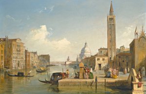 View Of The Grand Canal, With The Church Of Santa Maria Della Salute, Venice by Edward Pritchett Oil Painting