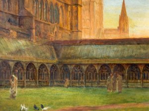 Lincoln Cathedral - The Cloisters by Edward Richard Taylor Oil Painting