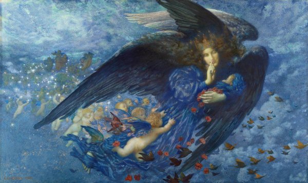 Main Product Photo of Night With Her Train Of Stars  Painting by Edward Robert Hughes