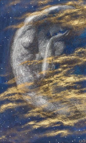 The Weary Moon by Edward Robert Hughes Oil Painting