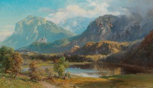 A View of Neuschwanstein by Edward Theodore Compton Oil Painting
