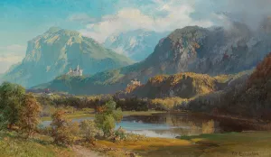 A View of Neuschwanstein by Edward Theodore Compton Oil Painting