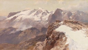 Ansicht der Marmolata vom Piz Boe aus by Edward Theodore Compton Oil Painting
