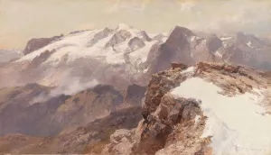 Ansicht der Marmolata vom Piz Boe aus by Edward Theodore Compton Oil Painting