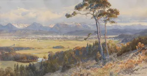 Blick auf Klagenfurt vor den Bergzugen der Karawanken by Edward Theodore Compton Oil Painting