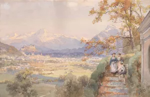 Blick uber die Stadt Salzburg by Edward Theodore Compton Oil Painting
