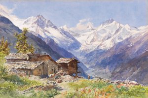 Die Alpe Barneuza by Edward Theodore Compton Oil Painting