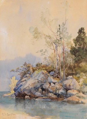 Eibsee Oil painting by Edward Theodore Compton