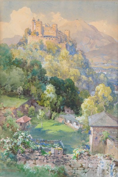 Main Product Photo of Festung Hohensalzburg von der RichterhOhe Painting by Edward Theodore Compton