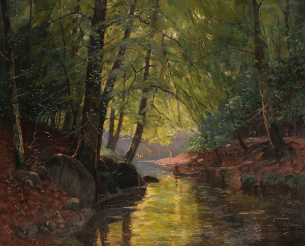 Kahnpartie im Spreewald  by Edward Theodore Compton - Hand-Painted Oil Painting Reproduction