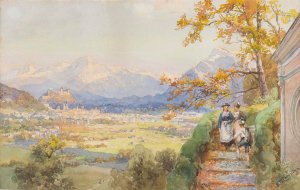 Salzburg von Maria Plain by Edward Theodore Compton Oil Painting