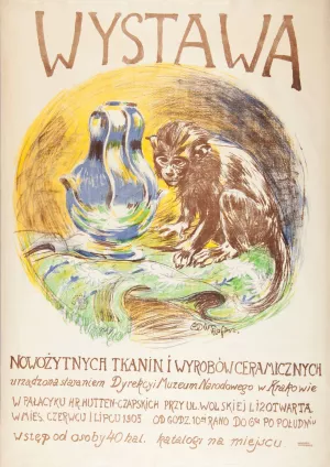 Wystawa nowozytnych tkanin i wyrobow ceramicznych Oil painting by Edward Trojanowski