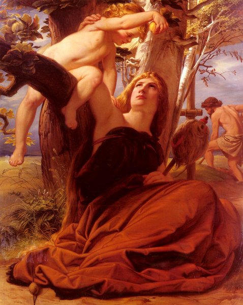 Adam and Eve after the Fall by Edward Von Steinle - Hand-Painted Oil Painting Reproduction