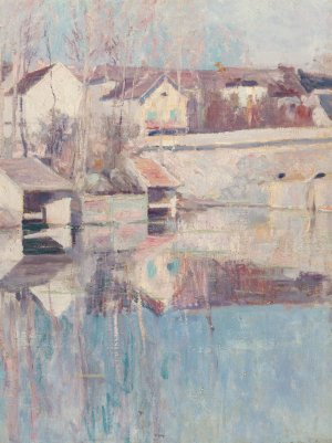 Lakeside Reflections by Edward Wilbur Dean Hamilton Oil Painting