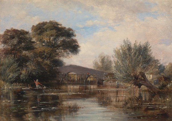 Godstow Bridge near Oxford  by Edward William Cooke - Hand-Painted Oil Painting Reproduction