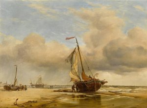 On the Beach at Scheveningen, Holland by Edward William Cooke Oil Painting