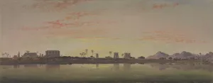 Pylons at Karnak, the Theban Mountains in the Distance by Edward William Cooke Oil Painting