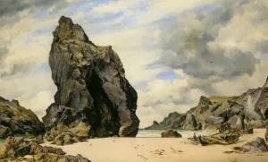 Steeple Rock Kynance painting by Edward William Cooke