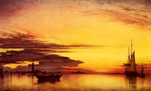 Sunset on the Lagune of Venice - San Georgio in Alga and the Euganean Hills in the Distance by Edward William Cooke Oil Painting
