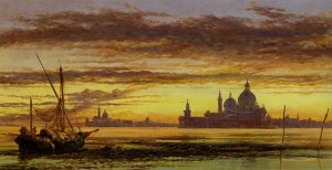 Sunset Sky, Salute and San Giorgio Maggiore by Edward William Cooke Oil Painting