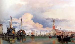 The Church of the Gesuati and Riva Delle Zattere, with San Giorgio Maggiore Looking East by Edward William Cooke Oil Painting