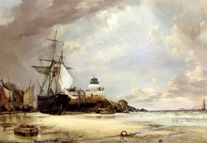 The Pier and Bay of St. Ives, Cornwall by Edward William Cooke Oil Painting