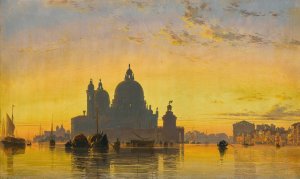 Venice, Sunset Behind The Church Of Santa Maria Della Salute  by Edward William Cooke Oil Painting