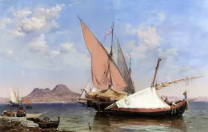 Vesuvius, Catalan and Paranzella by Edward William Cooke - Oil Painting Reproduction