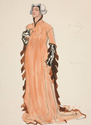 A Lady, costume sketch for Henry Irving's Planned Production of King Richard II by Edwin Austin Abbey Oil Painting