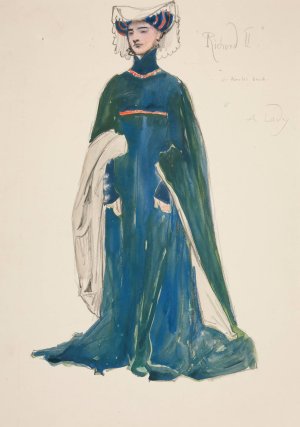 A Lady, costume sketch for Henry Irving's Planned Production of King Richard II by Edwin Austin Abbey Oil Painting