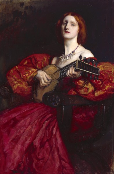 Main Product Photo of A Lute Player Painting by Edwin Austin Abbey